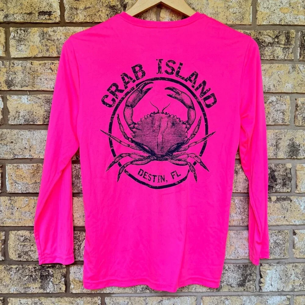 Sport-tek youth size L YL, youth large Crab Island Destin FL Long Sleeve Shirt N